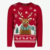 Unsigned foute kersttrui heren met rendier rood