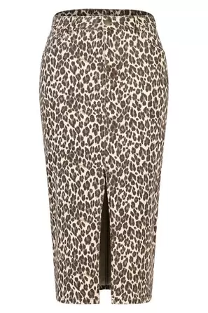 Denim rok met panterprint