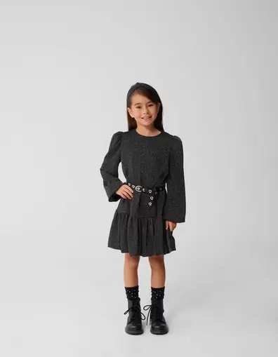 Glitter Balloon Mini Jurk Zwart