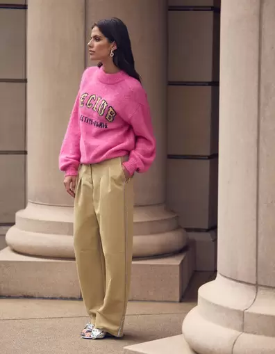 Strass Barrel Fit Broek Camel