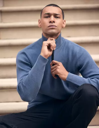 Half Zip Knit Trui Blauw