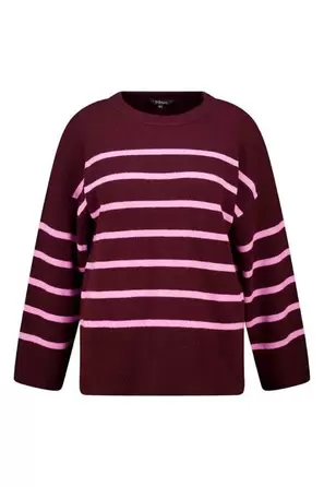 Gebreide trui met strepen en split