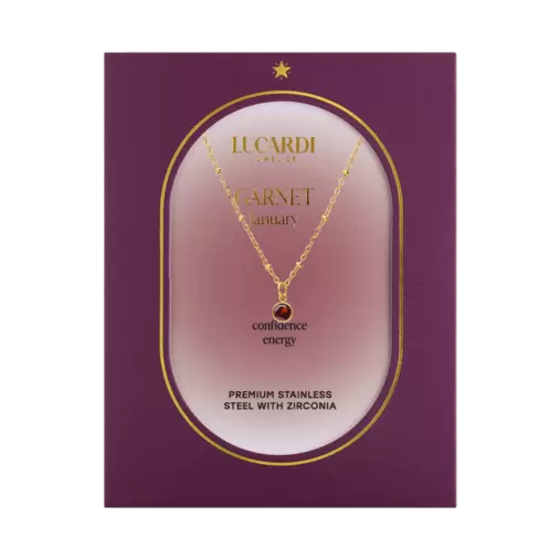 Stalen goldplated ketting met geboortesteen hanger