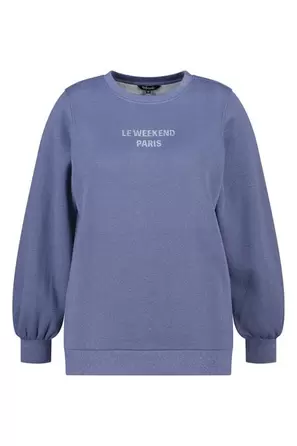 Sweater met lurex en glitter tekst