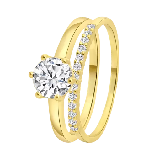 Zilveren goldplated ring met zirkonia voor dames