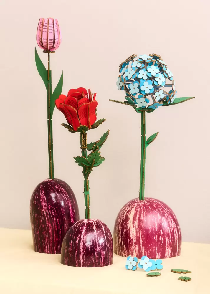 DIY houten boeket - 3 stuks