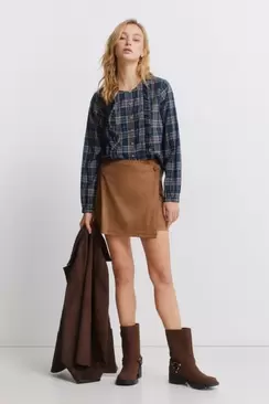 Short faux suede skirt