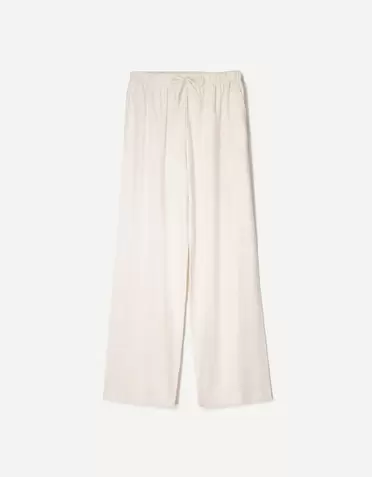 Linnenmix broek met elastische tailleband