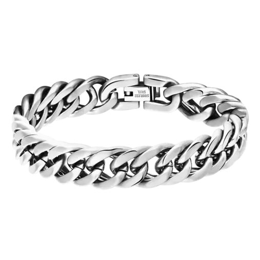 Gerecycled stalen herenarmband schakel mat