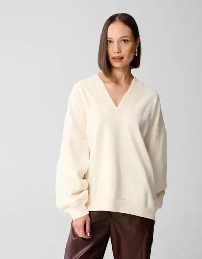 Varsity Logo Sweater Gebroken Wit