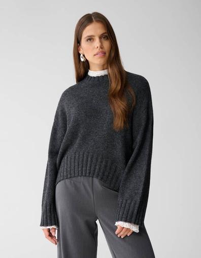 Oversized Gebreide Trui Donkergrijs