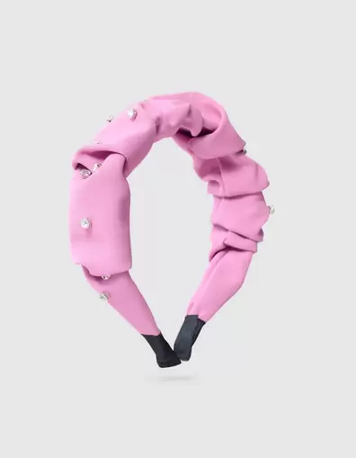 Strass Scrunched Haarband Roze