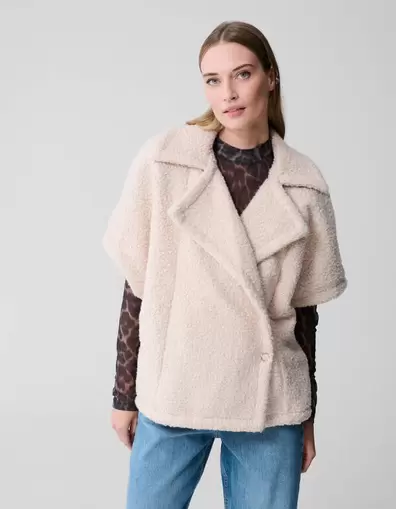 Oversized Teddy Gilet Gebroken Wit