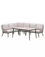Kalibo hoek lounge dining set 5-delig links - desert sand