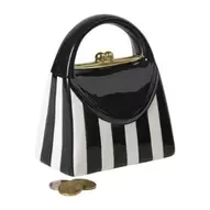 Tas spaarpot gestreept – zwart/wit - 12.3x14.5x7.2 cm