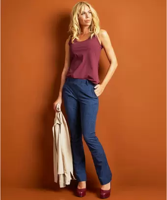 Flared fit broek travelstof