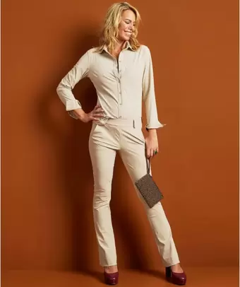 Flared fit broek travelstof