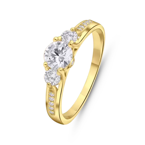Zilveren goldplated ring met zirkonia voor dames