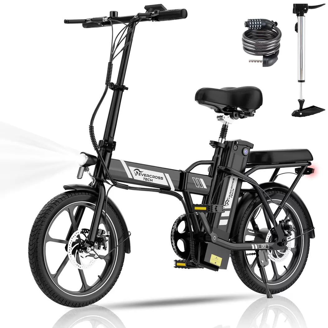 Opvouwbare Elektrische Fiets 250W Compact en Licht – EVERCROSS EK5 Zwart