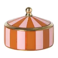 Opbergdoosje circus middel - oranje/roze - ø7x4 cm