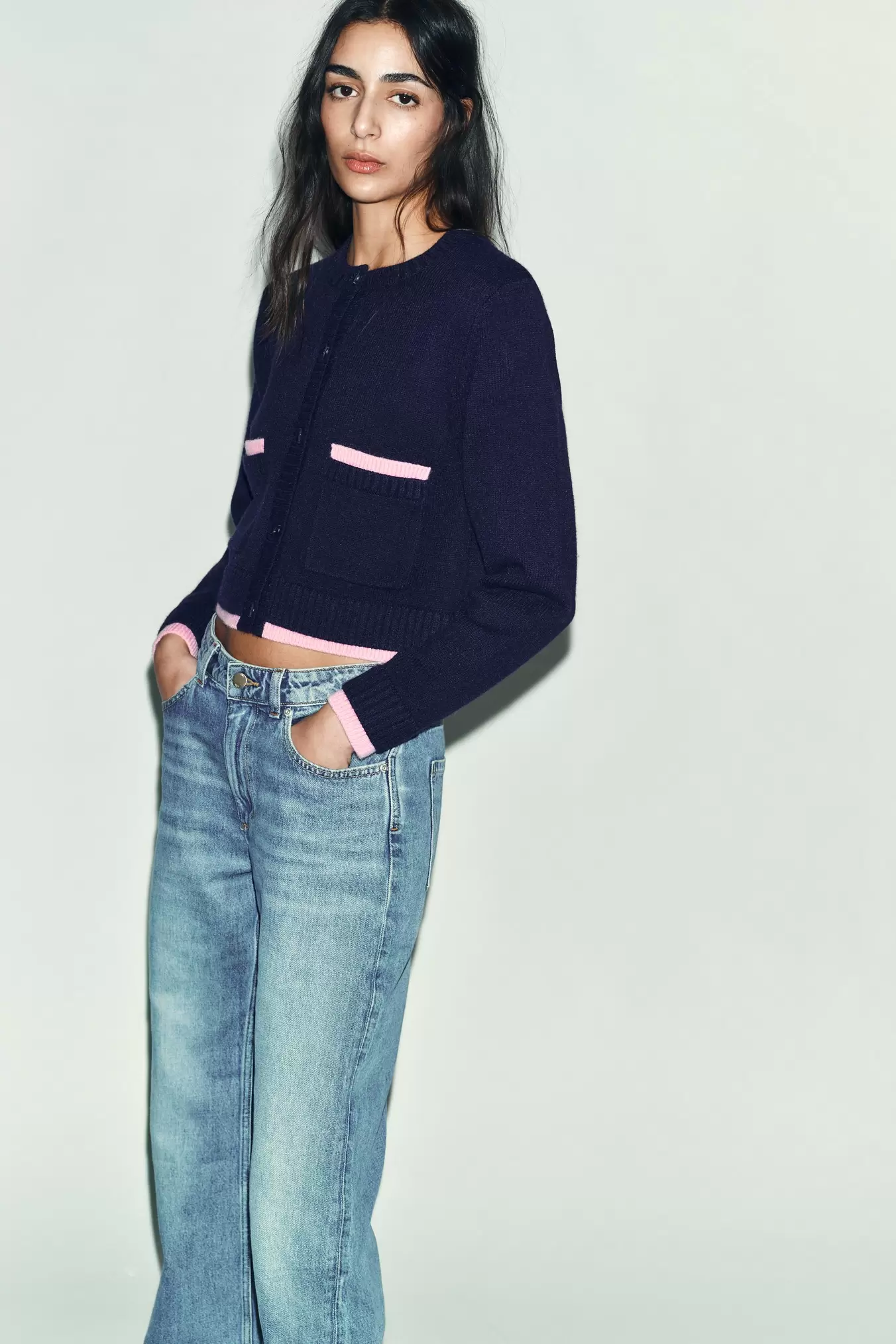 GECOMBINEERD TRICOT VEST