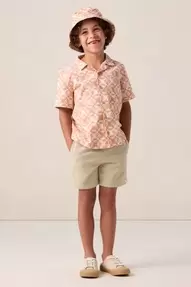 Beige herringbone short