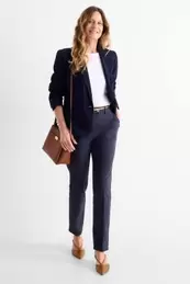 Pantalon met riem - mid waist - tapered fit