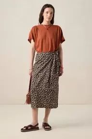 Bruine wikkelrok met leopard print