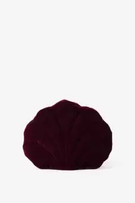 Donkerpaarse schelpvormige velvet tas