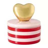 Doosje met hart deksel - roze/rood - ø8x9 cm