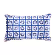 Kussen bloem - blauw/roze - 30x50cm