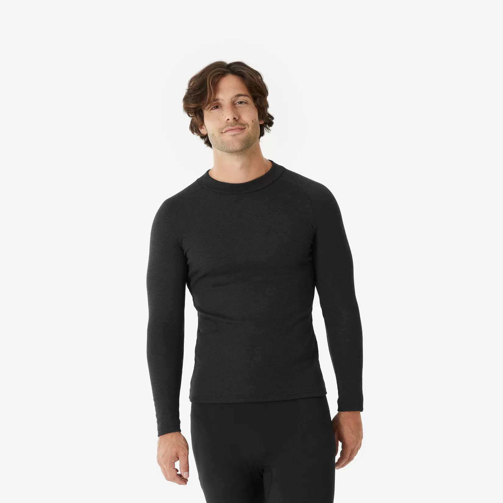 Warm en comfortabel thermoshirt voor skiën heren BL100 zwart
