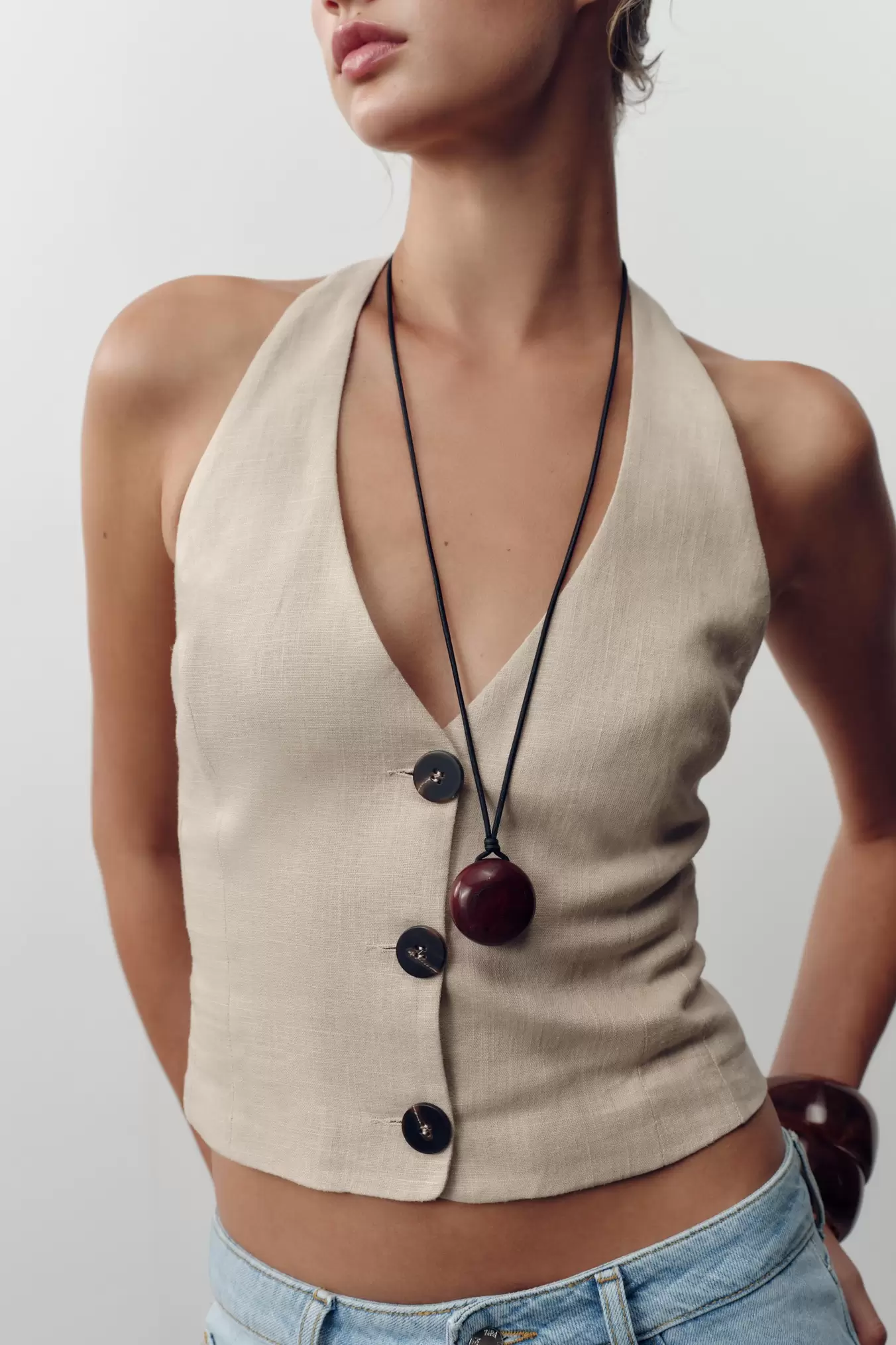 HALTERTOP MET LINNEN