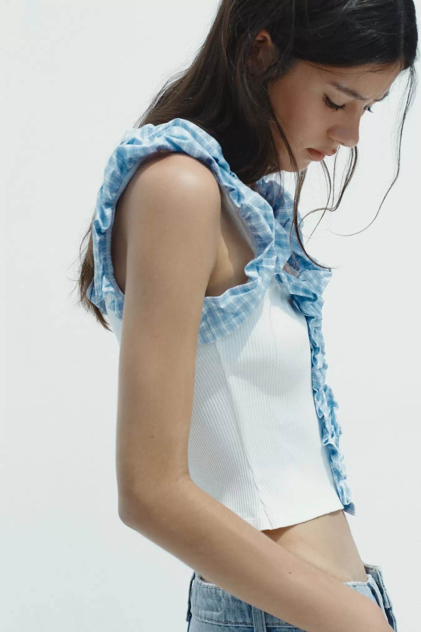 GERIBDE TOP MET VICHY RUIT