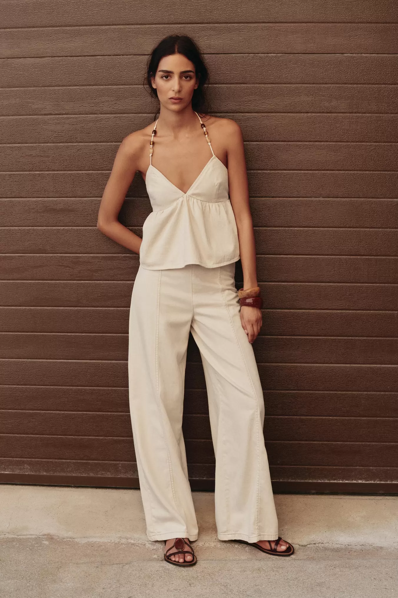 HALTERTOP VAN DENIM MET KRALEN