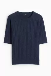 Gebreide trui - korte mouwen - kabelpatroon