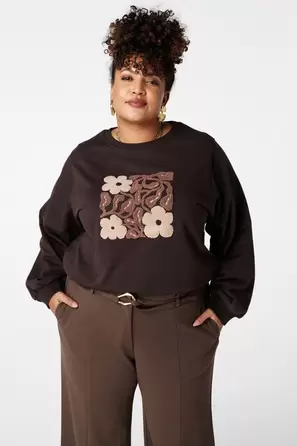 Sweater met geborduurde print