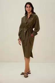 Donkergroene maxi jurk met ceintuur