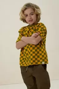 Geel geblokt t-shirt