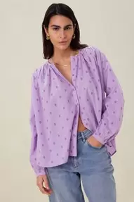 Lichtpaarse jacquard blouse