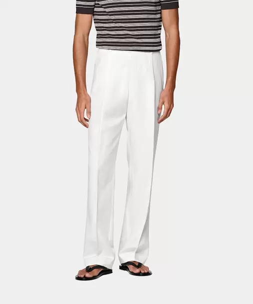 Off-White Wide Leg Straight Trousers