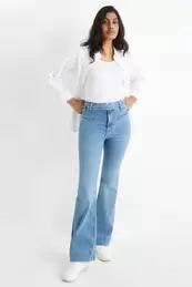 Flared jeans met ceintuur - high waist - LYCRA®