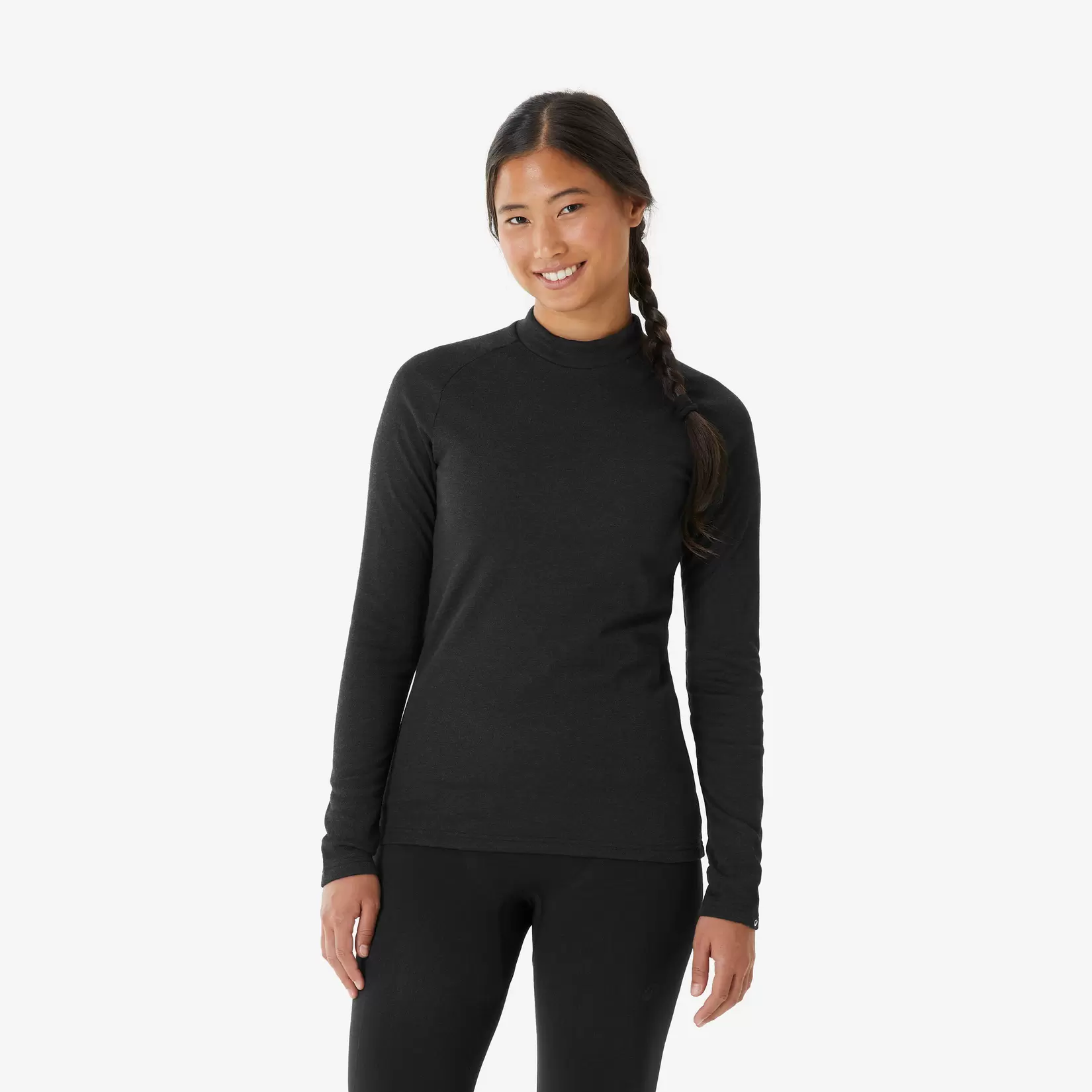 Warm en comfortabel thermoshirt voor skiën dames BL100 zwart