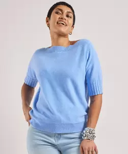 Fijnbrei trui met korte mouwen