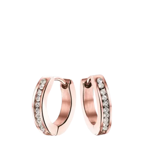 Stalen roséplated kinderoorbellen met wit kristal