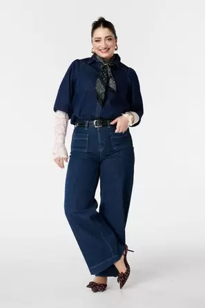 Wide leg jeans met steekzakken