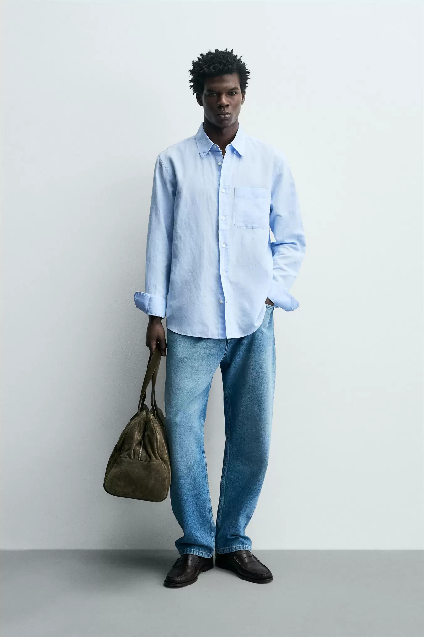 REGULAR FIT OVERHEMD VAN LINNEN EN KATOEN