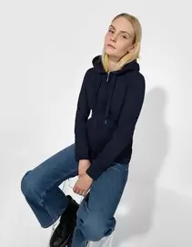 Sweatvest - Capuchon met tunnelkoord - donkerblauw