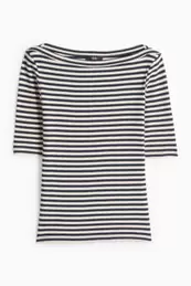 T-shirt - regular fit - gestreept - met structuur