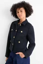 Bouclé-blazer - getailleerd - met structuur
